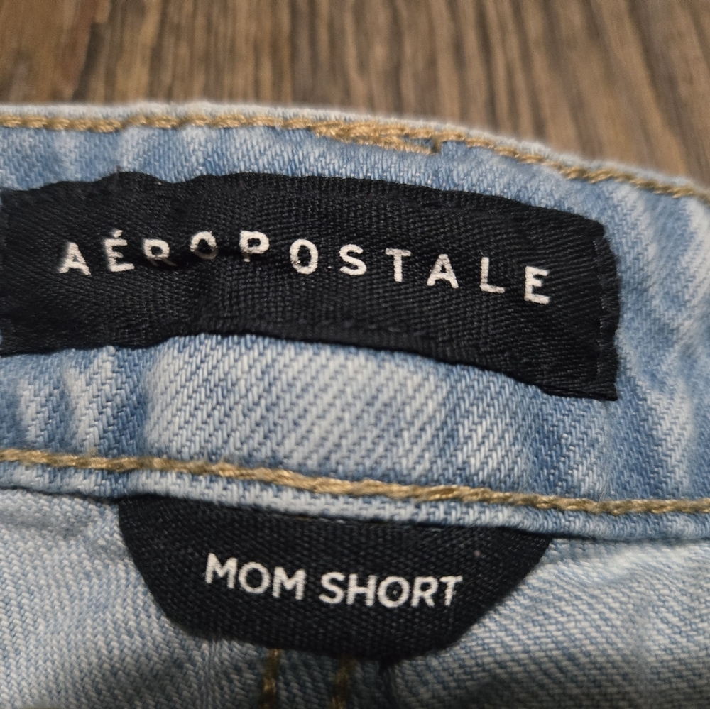 Aeropostale Blue Jean Shorts Distressed High-Waisted, Mom Short, Size 12 - Picture 11 of 16